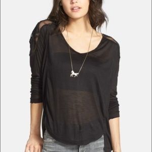 Free People Gatsby Embroidery Long Sleeve Tee